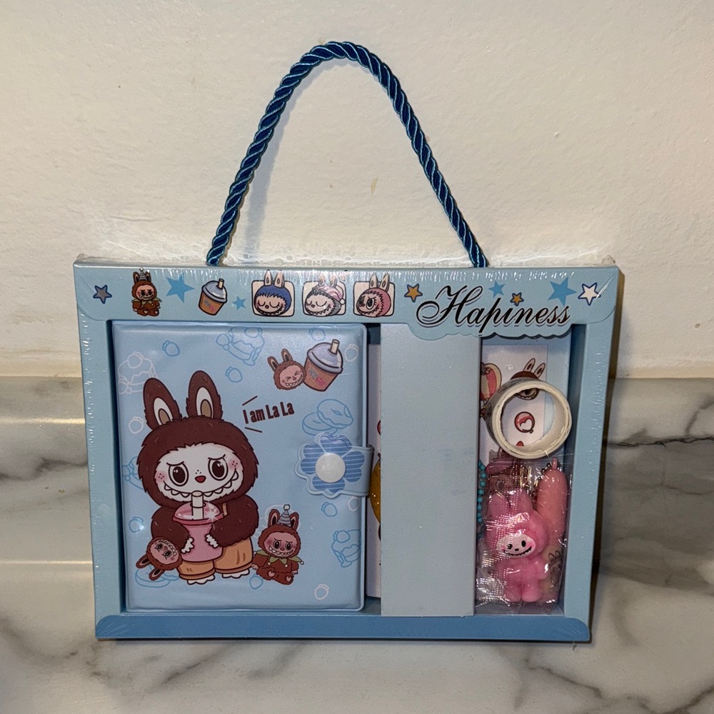 Cute Blue Stationery Set with Bunny Design